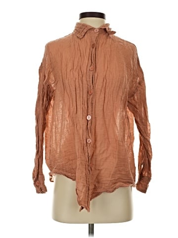 TAN + LINES Long Sleeve Blouse (view 1)