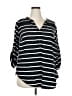 Torrid Stripes Black 3/4 Sleeve Blouse Size 2X Plus (2) - photo 1