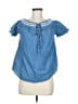 Mine 100% Cotton Blue Short Sleeve Blouse Size M - photo 1