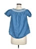 Mine 100% Cotton Blue Short Sleeve Blouse Size M - photo 2