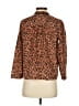 Point Sur 100% Silk Animal Print Brown Long Sleeve Silk Top Size XS - photo 2