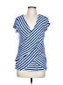 NY Collection Stripes Blue Short Sleeve Blouse Size L - photo 1