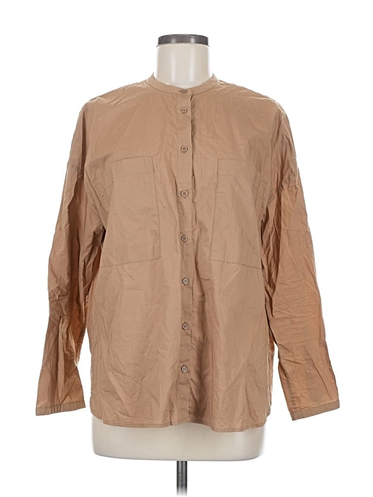 Pre-owned Samsoe & Samsoe Long Sleeve Button Down Shirt In Brown