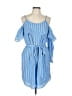 Collective Concepts 100% Polyester Stripes Blue Casual Dress Size L - photo 1