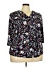 Lane Bryant Floral Black 3/4 Sleeve Blouse Size 18 - 20 Plus - photo 1