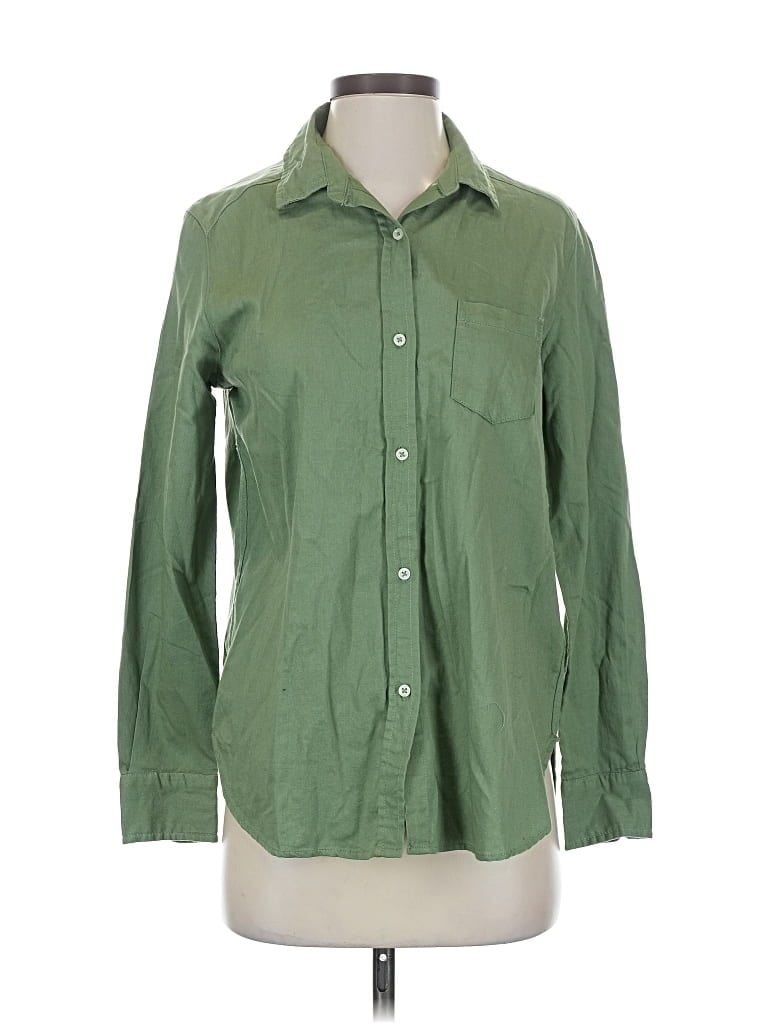 Lola River Long Sleeve Button Down Shirt In Green