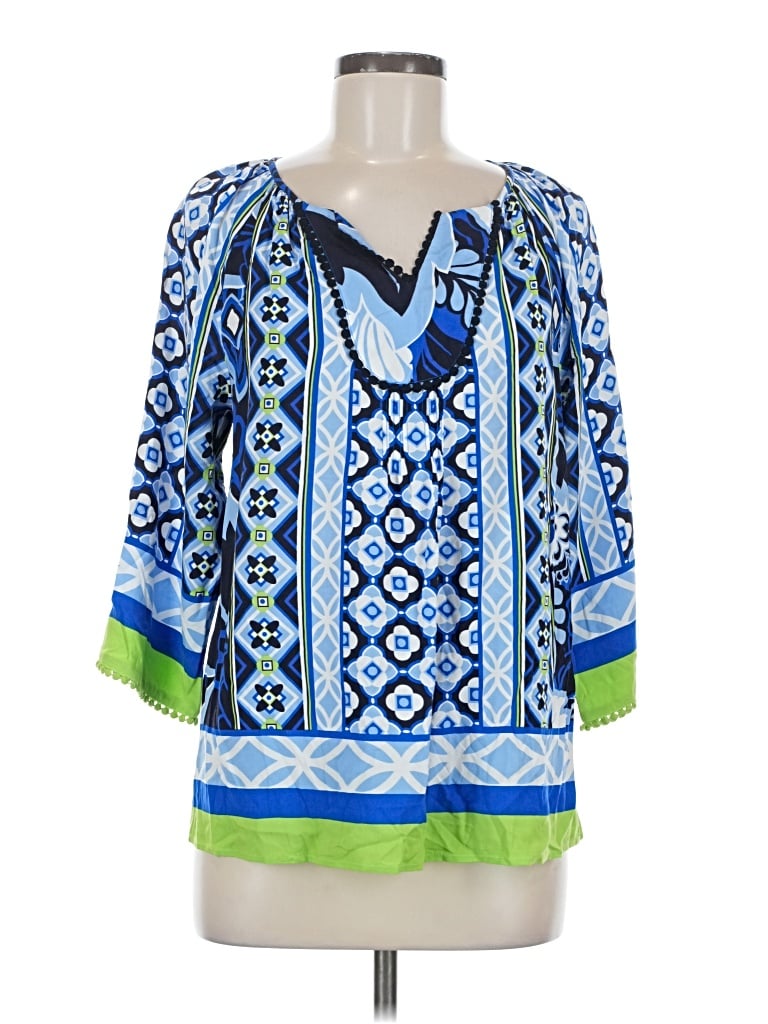 Pre-owned Crown & Ivy 3/4 Sleeve T-shirt In Blue