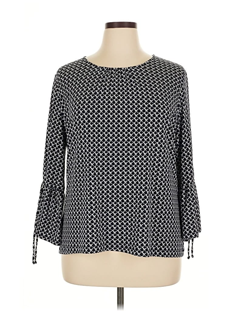 Pre-owned Liz Claiborne Career 3/4 Sleeve Blouse In Black
