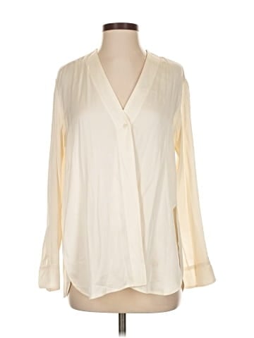 Vince. Long Sleeve Silk Top (view 1)