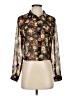 Millau 100% Polyester Floral Black Long Sleeve Blouse Size XS - photo 1