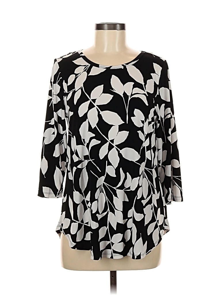 Pre-owned Karen Kane 3/4 Sleeve Blouse In Black