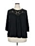 Green Envelope Black 3/4 Sleeve Blouse Size 2X - photo 1