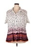 Fred David Print White Short Sleeve Blouse Size 3X - photo 1