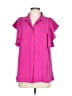 Amana 100% Polyester Pink Short Sleeve Blouse Size L - photo 1