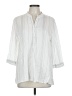 John Paul Richard 100% Lyocell Stripes White 3/4 Sleeve Button-Down Shirt Size L - photo 1