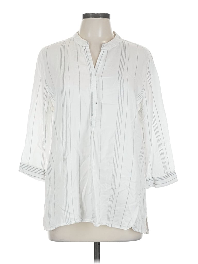 Pre-owned John Paul Richard 3/4 Sleeve Button Down Shirt In White