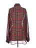 Glamorous 100% Polyester Plaid Burgundy Long Sleeve Blouse Size S - photo 2