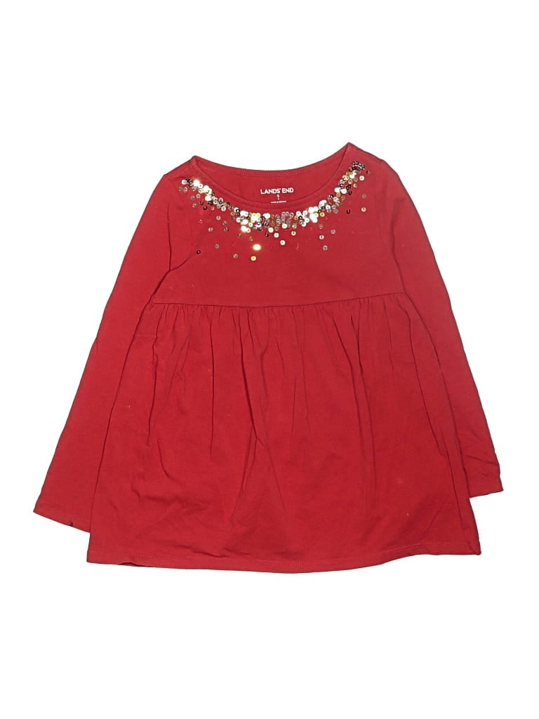 Pre-owned Lands' End Kids'  Dress In Red