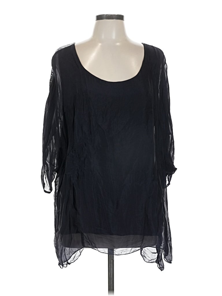 Pre-owned Tempo Paris 3/4 Sleeve Blouse In Black