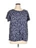 Como Black 100% Rayon Stars Blue Short Sleeve Blouse Size 1X - photo 1