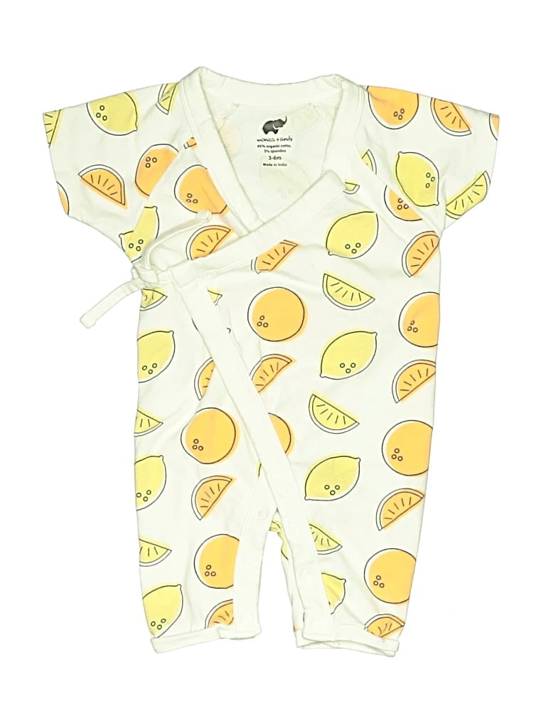 Pre-owned Monica + Andy Babies' Short Sleeve Onesie In Yellow