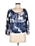 Line & Dot Blue 3/4 Sleeve Blouse Size M - photo 1