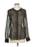 W.G.B. by Walter Baker 100% Polyester Metallic Gray Long Sleeve Blouse Size M - photo 1