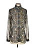 CAbi 100% Polyester Print Silver Long Sleeve Blouse Size S - photo 1