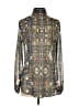 CAbi 100% Polyester Print Silver Long Sleeve Blouse Size S - photo 2