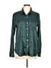 Hem & Thread Animal Print Teal Long Sleeve Blouse Size L - photo 1