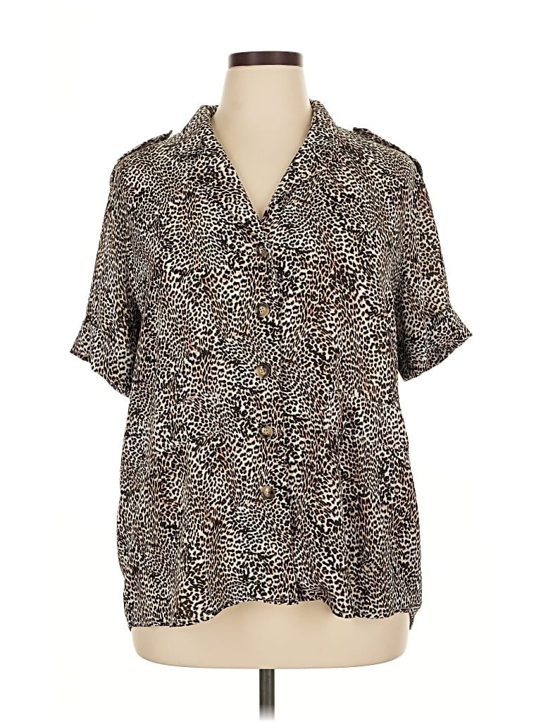 Pre-owned Worthington Short Sleeve Blouse In Brown