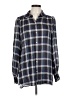 Max Studio 100% Rayon Plaid Blue Long Sleeve Button-Down Shirt Size L - photo 1