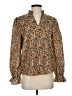 Unbranded 100% Polyester Floral Orange Tan Long Sleeve Blouse Size S - photo 1