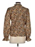 Unbranded 100% Polyester Floral Orange Tan Long Sleeve Blouse Size S - photo 2