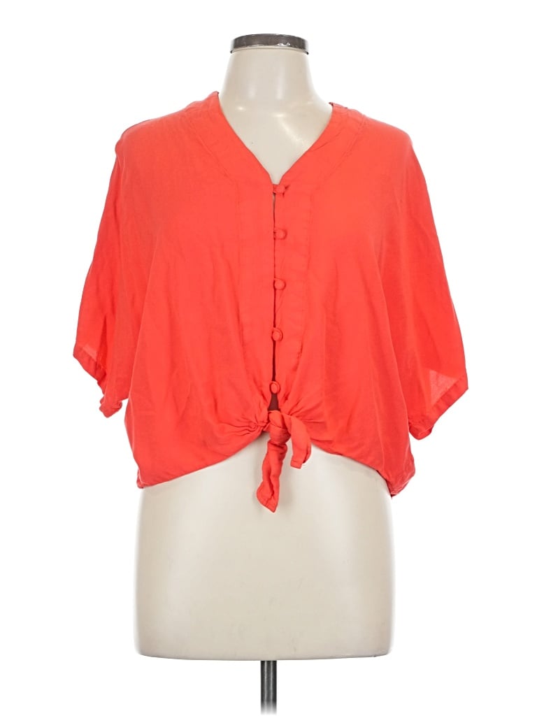 Pre-owned Sim & Sam Short Sleeve Blouse In Orange