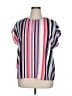 Halogen 100% Polyester Stripes Pink Short Sleeve Blouse Size XL (petite) - photo 1