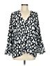 Vince Camuto 100% Polyester Print Silver Long Sleeve Blouse Size M - photo 1