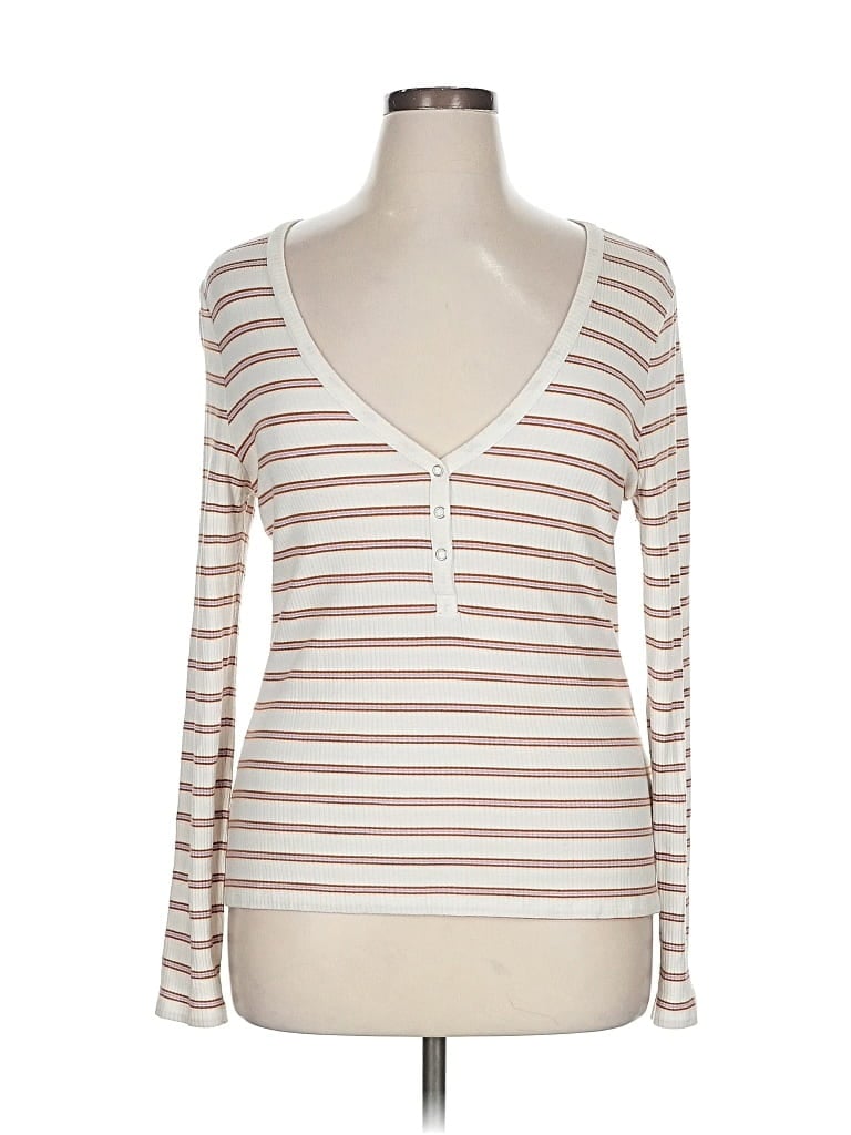 Pre-owned Veronica Beard Jeans Long Sleeve Henley Shirt In White