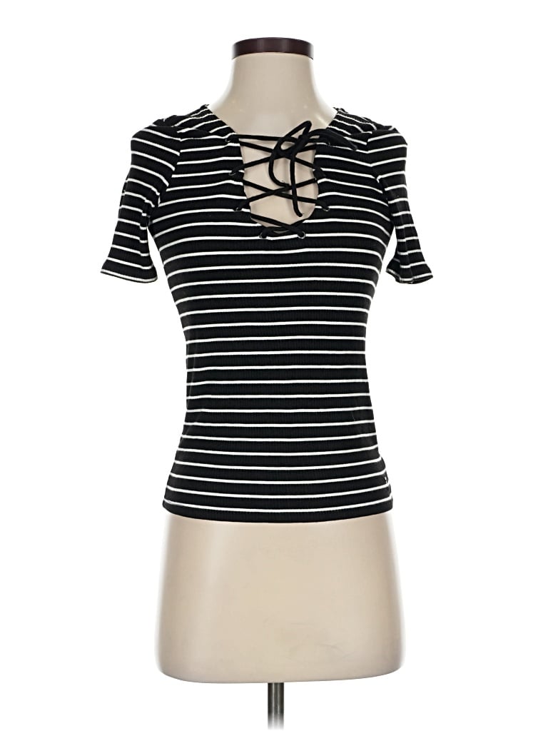 Pre-owned American Eagle Outfitters Short Sleeve Turtleneck In Black