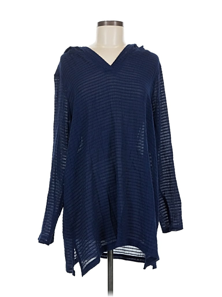 Pre-owned Lands' End Long Sleeve Blouse In Blue