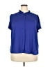 T Tahari 100% Polyester Blue Short Sleeve Blouse Size 2X - photo 1