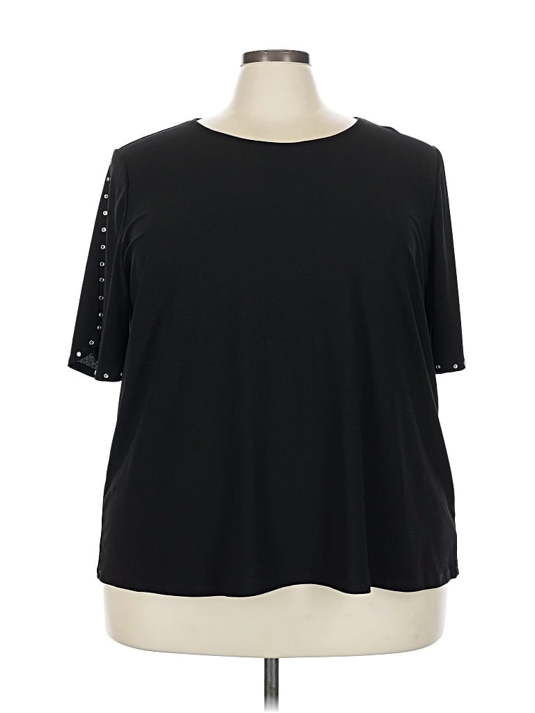 Pre-owned Love Scarlett Short Sleeve Top Black Crew Neck Tops
