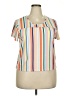 Full Circle Trends With Love Stripes Ivory Orange Short Sleeve Blouse Size 3X - photo 1