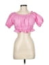 Zara 100% Baumwolle Pink Short Sleeve Blouse Size M - photo 1