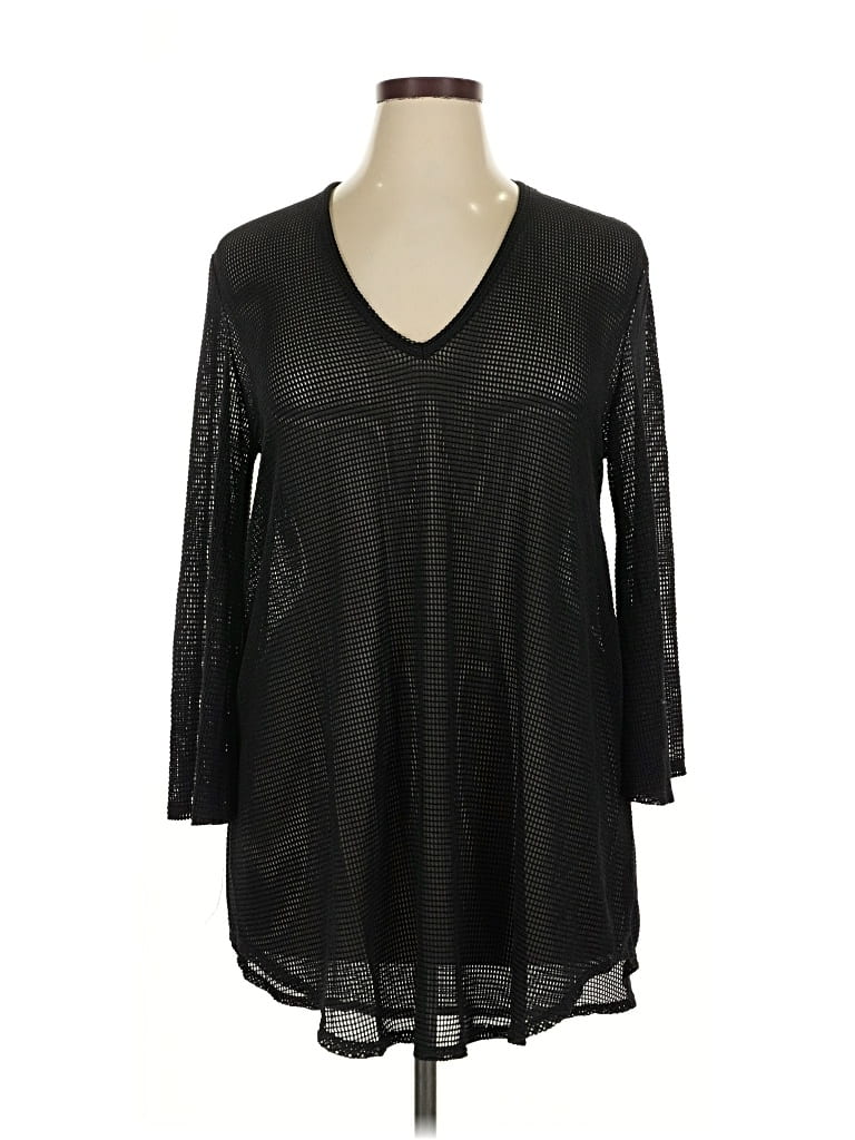 Pre-owned Jordan Taylor 3/4 Sleeve Top Black V Neck Tops