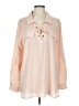 Calvin Klein 100% Polyester Pink Orange Long Sleeve Blouse Size L (estimated) - photo 1