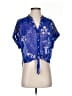 Leifnotes 100% Polyester Stars Blue Short Sleeve Blouse Size 4 - photo 1