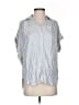 Madewell 100% Viscose Stripes Silver Short Sleeve Blouse Size XS - photo 1