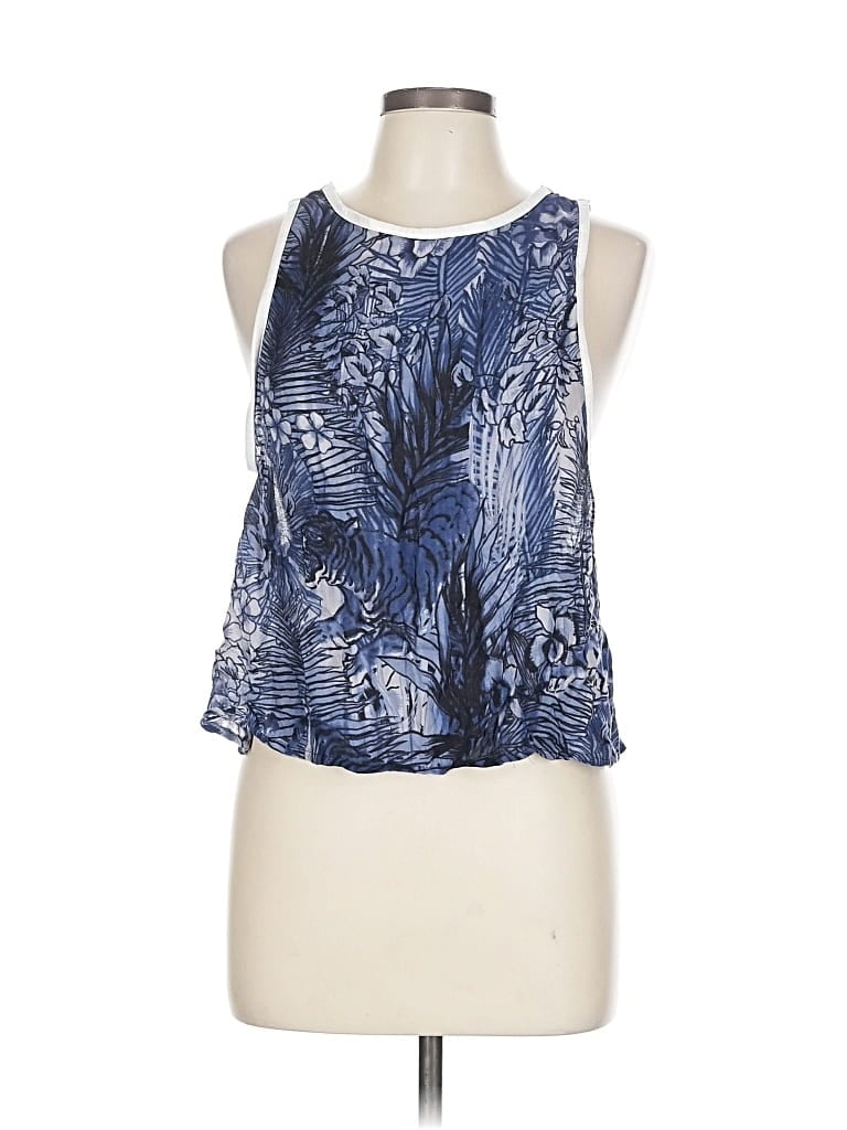 Pre-owned One Tank Top Blue Halter Neckline Tops