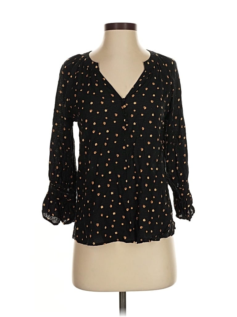 Pre-owned Luq 3/4 Sleeve Blouse In Black